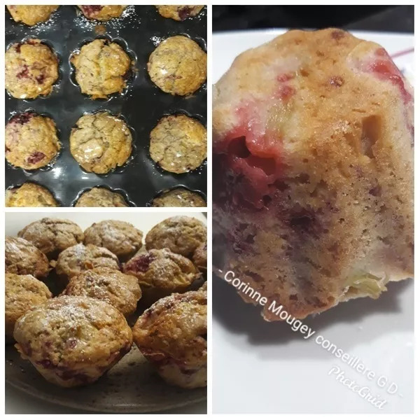 Briochettes à la rhubarbe et aux framboises