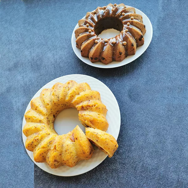 Cake salé au chorizo et moutarde et cake sucré au café spéculoos