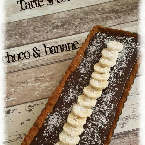 Tarte spéculos & chocolat-banane