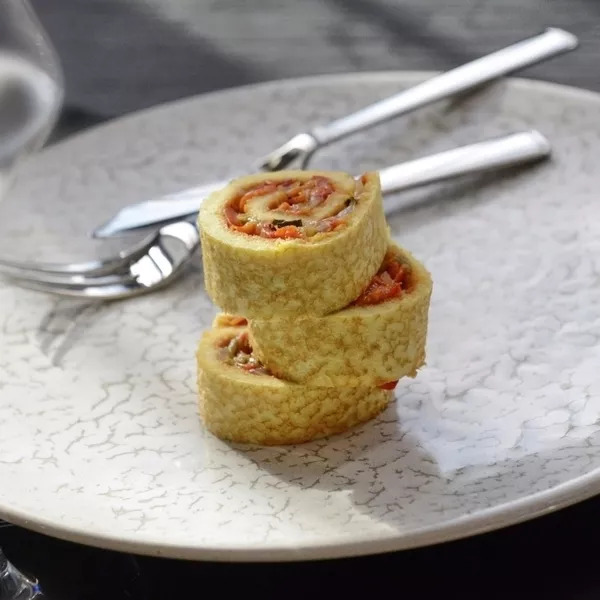 Omelette soufflée façon piperade