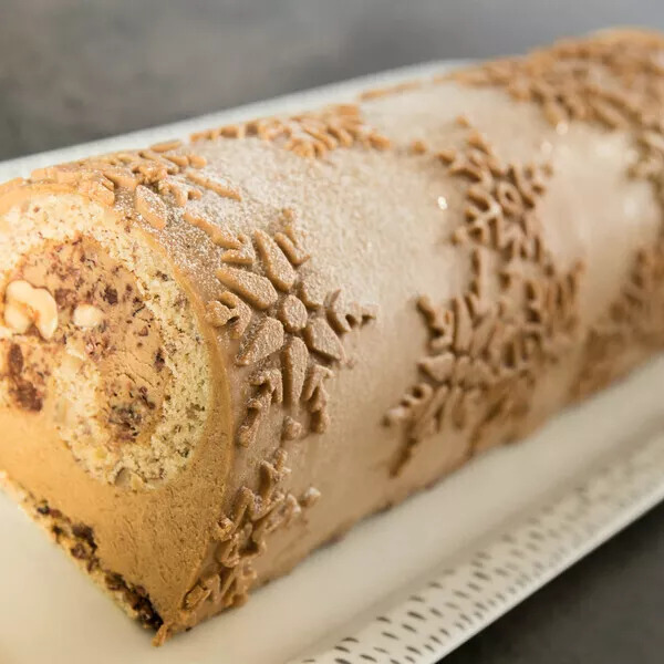 Bûche café,  insert roulé au streusel