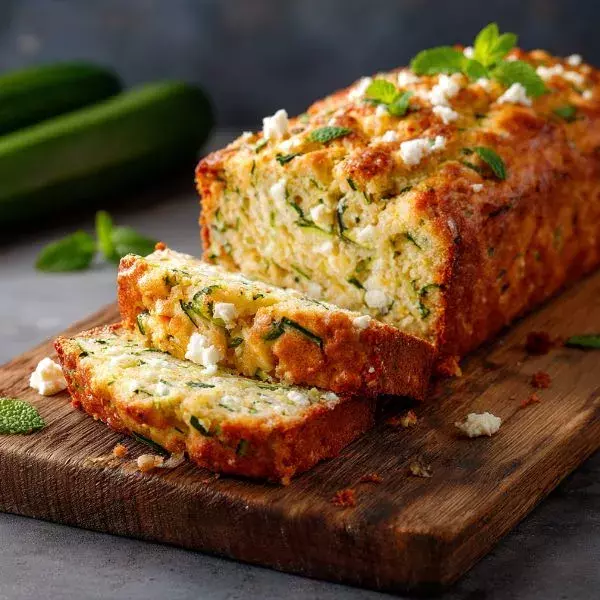 Cake, courgette, feta et menthe