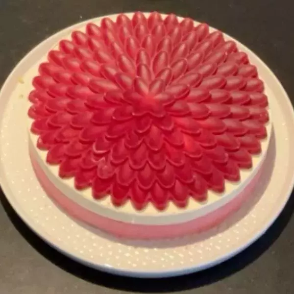 Entremet framboises / vanille pour l'anniversaire de Rose - Chez Nanou