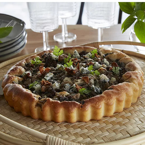 Tarte briochée aux champignons et au fromage