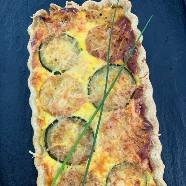 Quiche chèvre courgette, pâte sans beurre