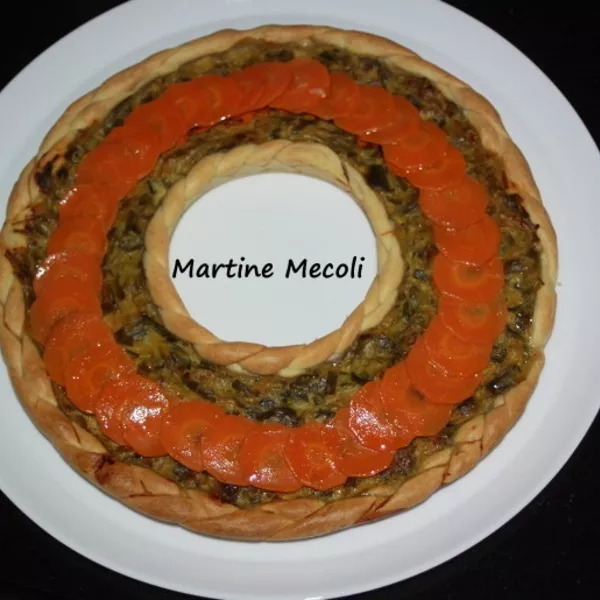 Tarte couronne aux poireaux et carottes