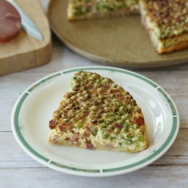 Clafoutis printanier petits pois et bacon