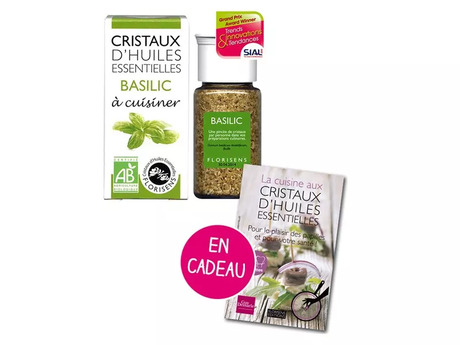 Cristaux d'huiles essentielles basilic + livre offert