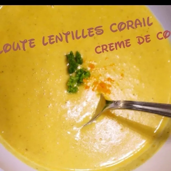 Velouté de lentilles Corail à la crème de Coco