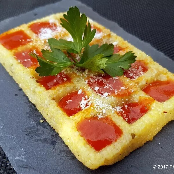 Gaufres de polenta aux bolets