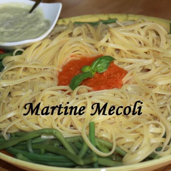 Linguine au pesto, tomates et haricots verts sans cook'in