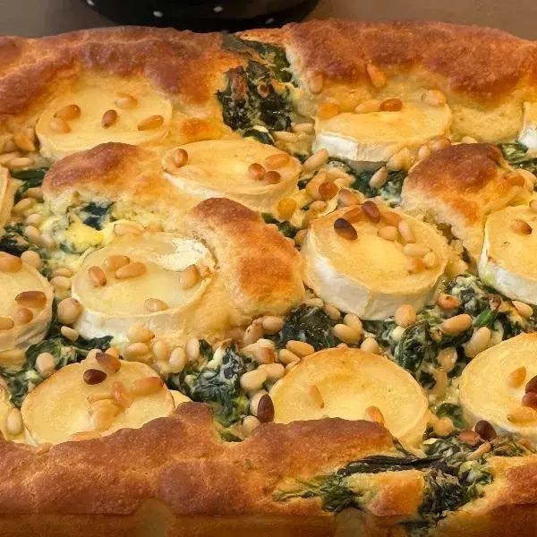 Tarte moelleuse chèvre et épinards