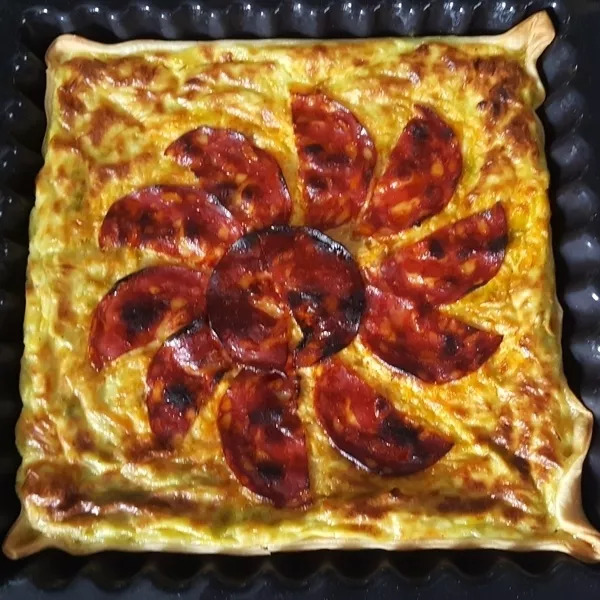 Quiche aux poireaux et chorizo