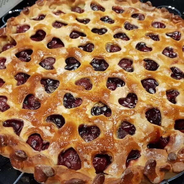 Tarte Belge aux Cérises (pâte levée moelleuse)