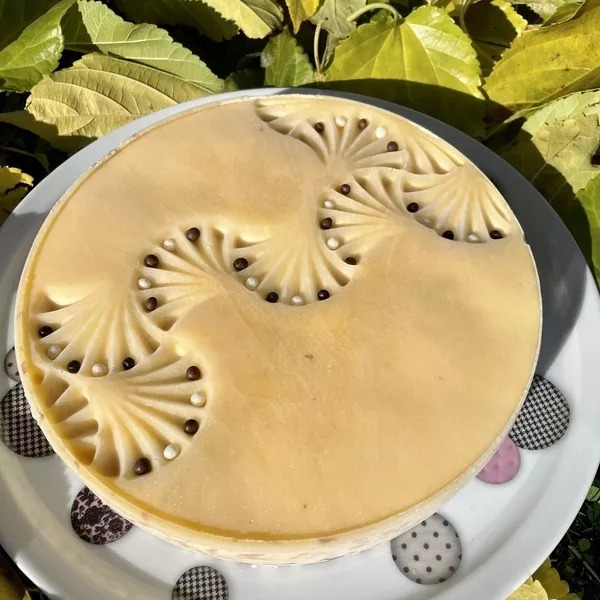 Entremet à la mandarine sur croustillant praliné 