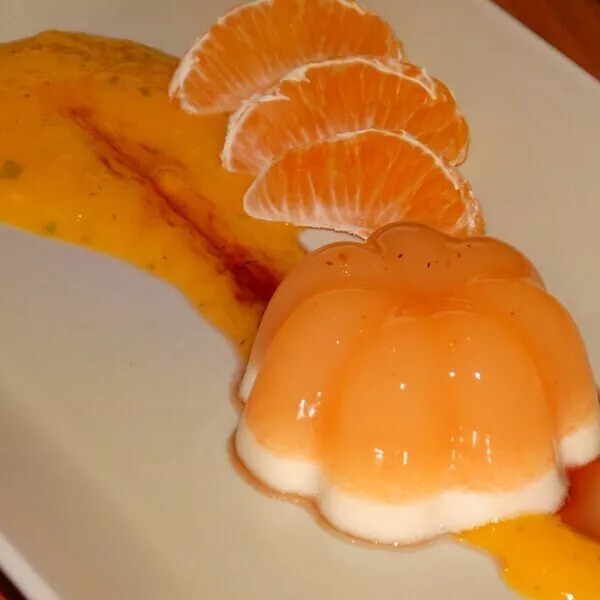 Mousse d'agrumes au coulis de mangue