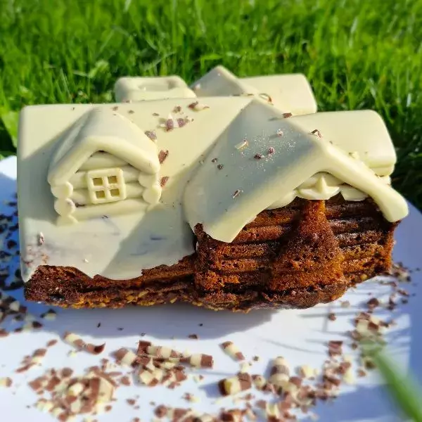 Marbré au praliné toit chocolat blanc 