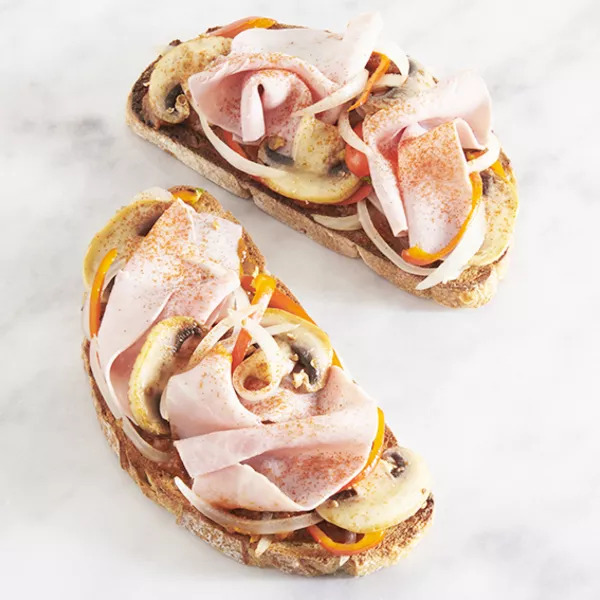 Tartines au jambon et champignons