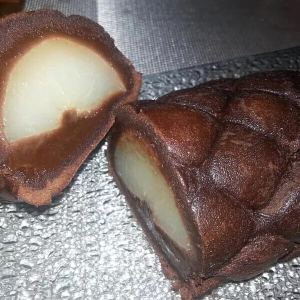 Bûche chocolat-poire au coeur coulant