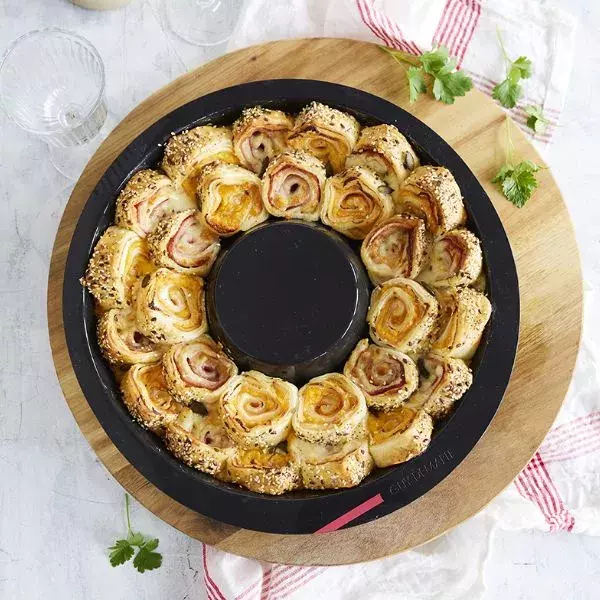 Couronne feuilletée au poulet et jambon