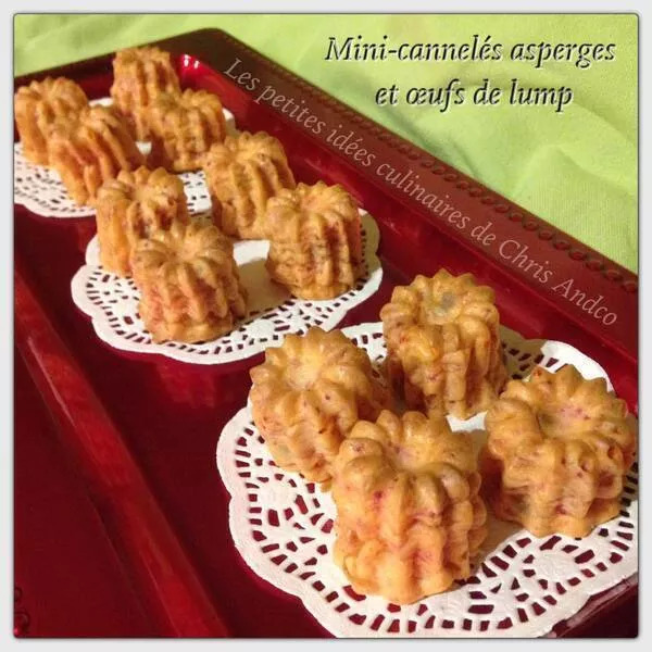 Minis cannelés asperges et oeufs de lump