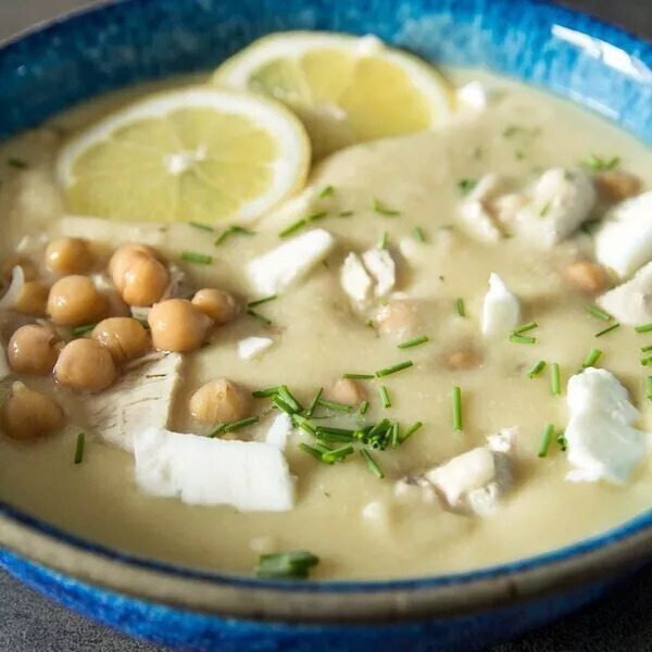 Soupe complète au poulet, citron et feta