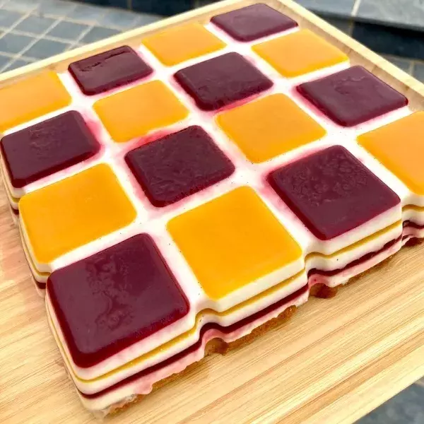 Tablette panna cotta framboises et mangue/passion