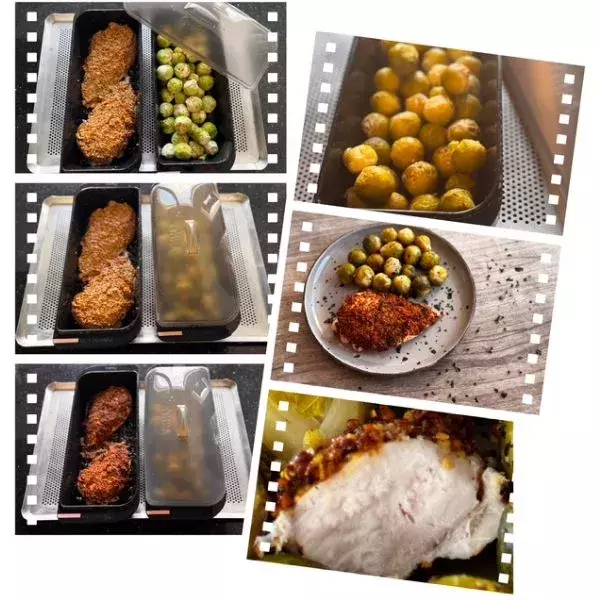 Filets de poulet moutarde, choux de Bruxelles