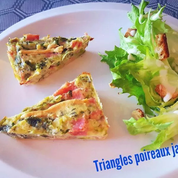 Triangles jambon, poireaux et PDT