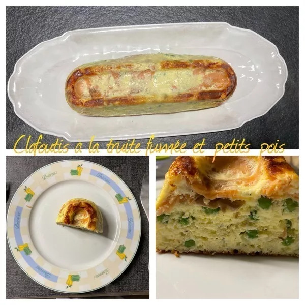 Clafoutis à la truite fumée et petits pois