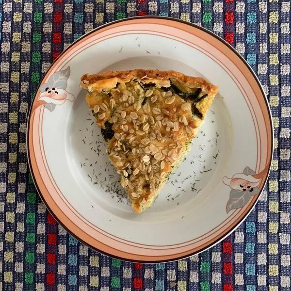 Tarte aux courgettes, crème végé