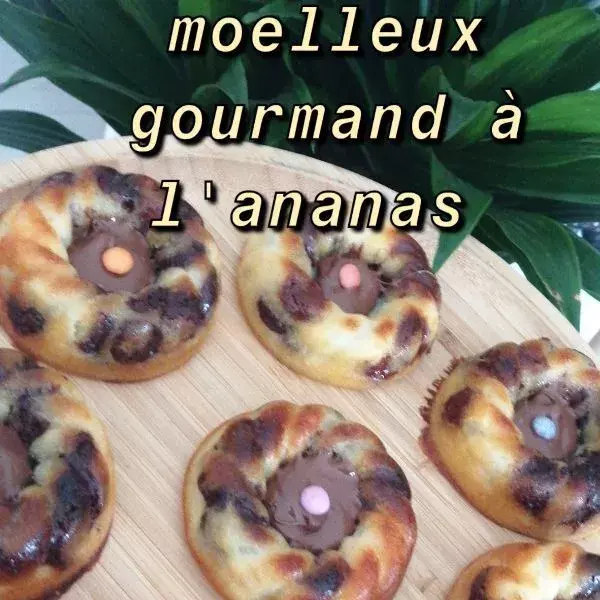 Minis Couronnes Ananas & pépites de chocolat coeur nutella 