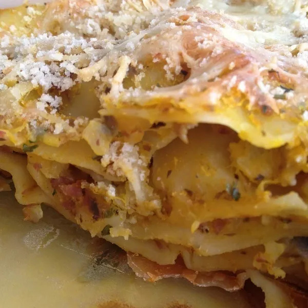 Lasagnes potiron bacon champignons