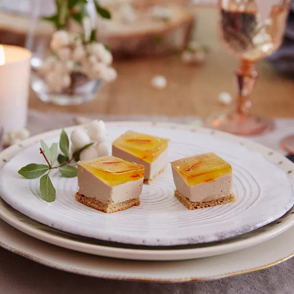 Cubes de foie gras au vinaigre balsamique blanc