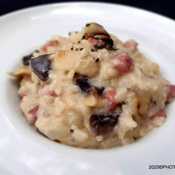 Risotto au jambon sec et aux champignons de Paris