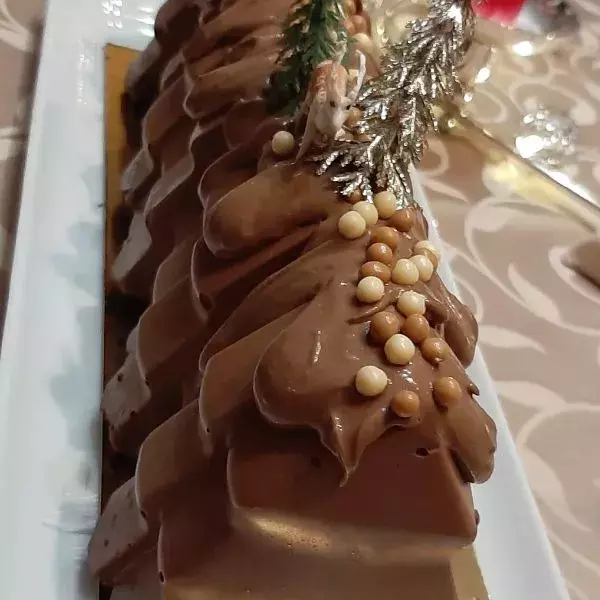 bûche sapin chocolat crème brulée