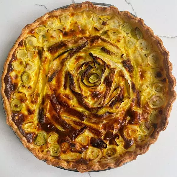 Tarte aux poireaux-Curry-Miel