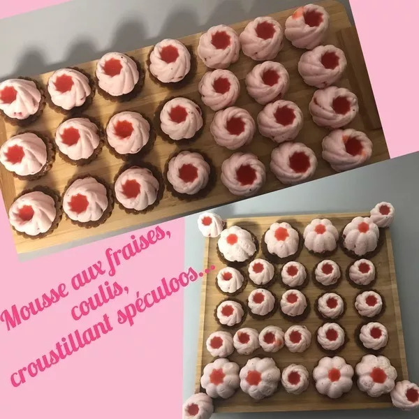 Mousse aux fraises,coulis et croustillant spéculoos 