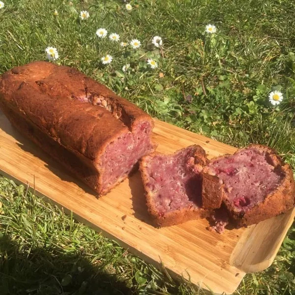 Cake framboises chocolat blanc