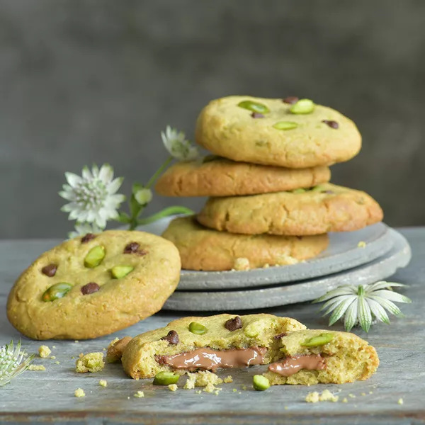 Cookies au chocolat, praliné et pistache