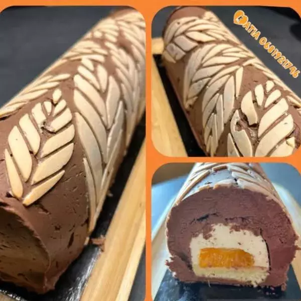 Bûche chocolat noir, insert mandarine