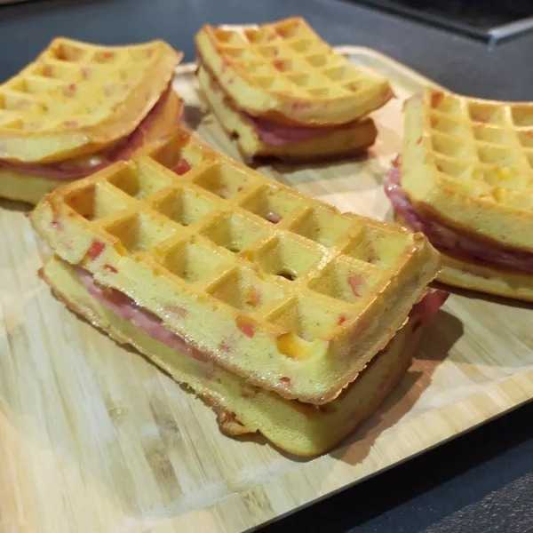 Gaufre aux poivrons Jambon Fromage