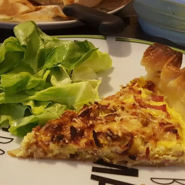 Tarte aux poireaux et aux lardons