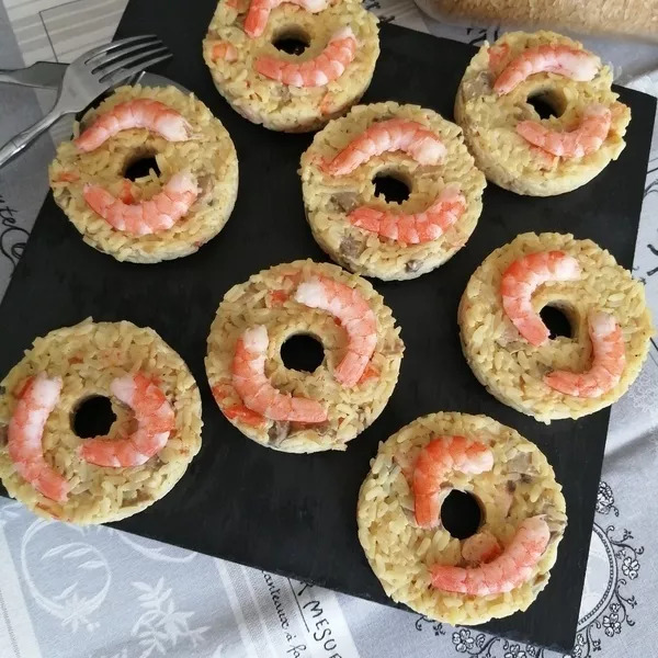 Donuts de risotto champignons et crevettes