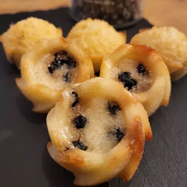 Mini spirales de financiers à la myrtille