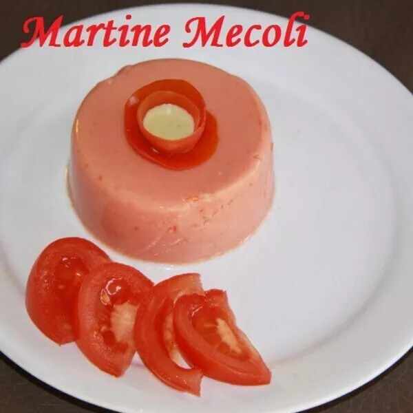 Aspics de tomates et leur sauce au basilic sans cook'in