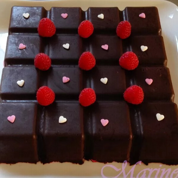 Tablette chocolat et sa mousse framboise