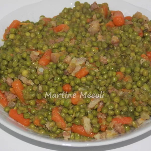 Petits pois carottes aux lardons