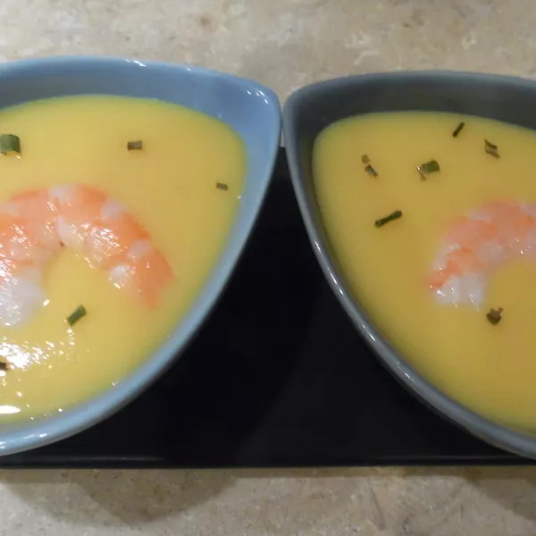 Velouté de potiron et crevette