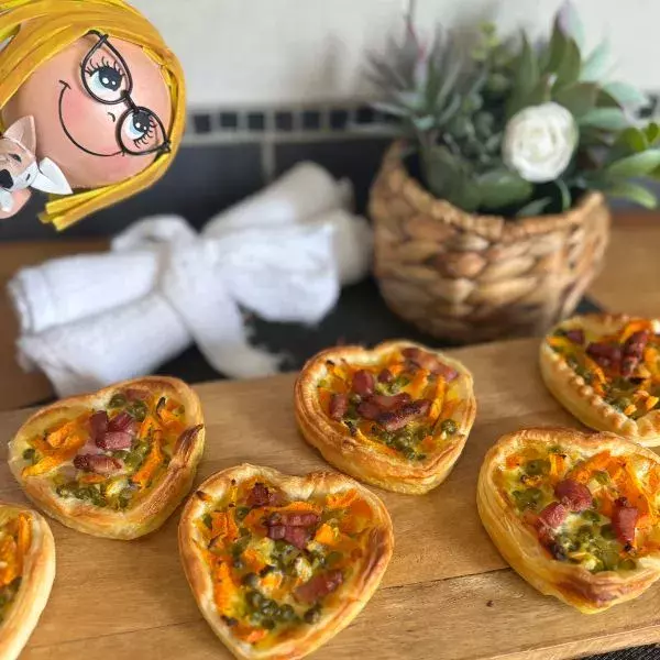 Coeurs quiches petits pois carottes